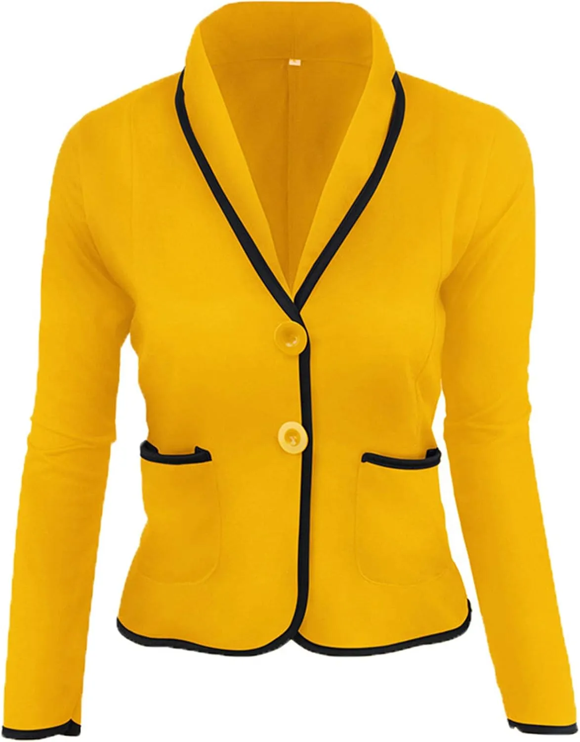 Andongnywell Women's Casual Work Solid Color Blazer Jacket Long Sleeve Collar Button Work Office Business