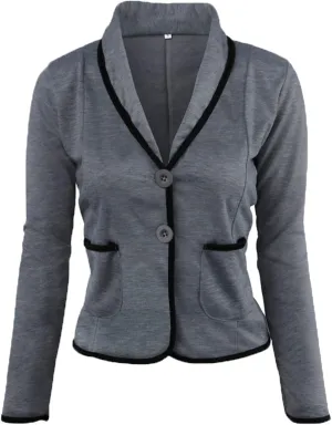 Andongnywell Women's Casual Work Solid Color Blazer Jacket Long Sleeve Collar Button Work Office Business