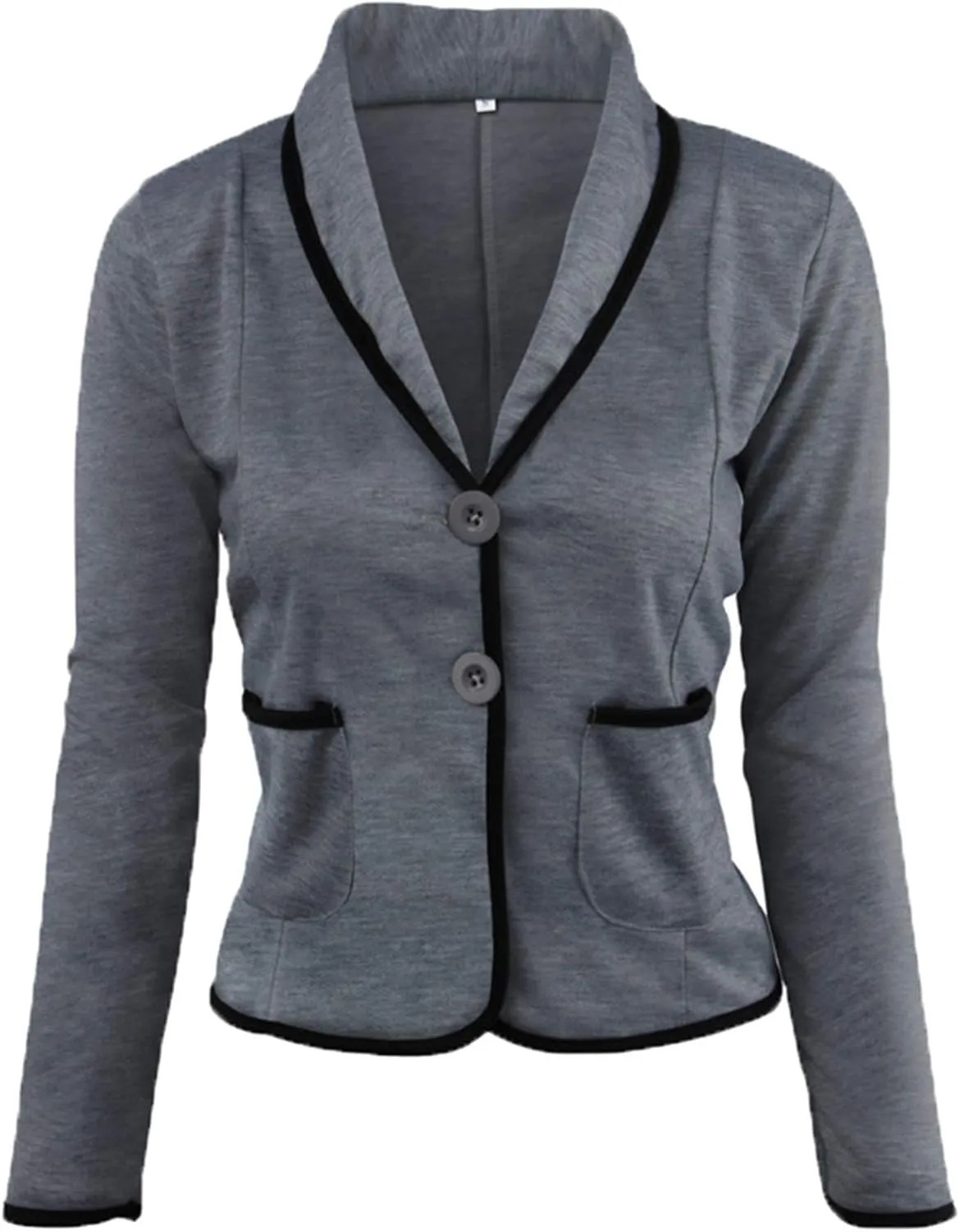 Andongnywell Women's Casual Work Solid Color Blazer Jacket Long Sleeve Collar Button Work Office Business
