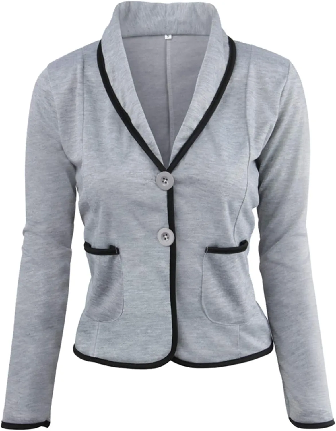 Andongnywell Women's Casual Work Solid Color Blazer wo Button Lapel Blazers Jacket Lightweight Sport Short Outwear