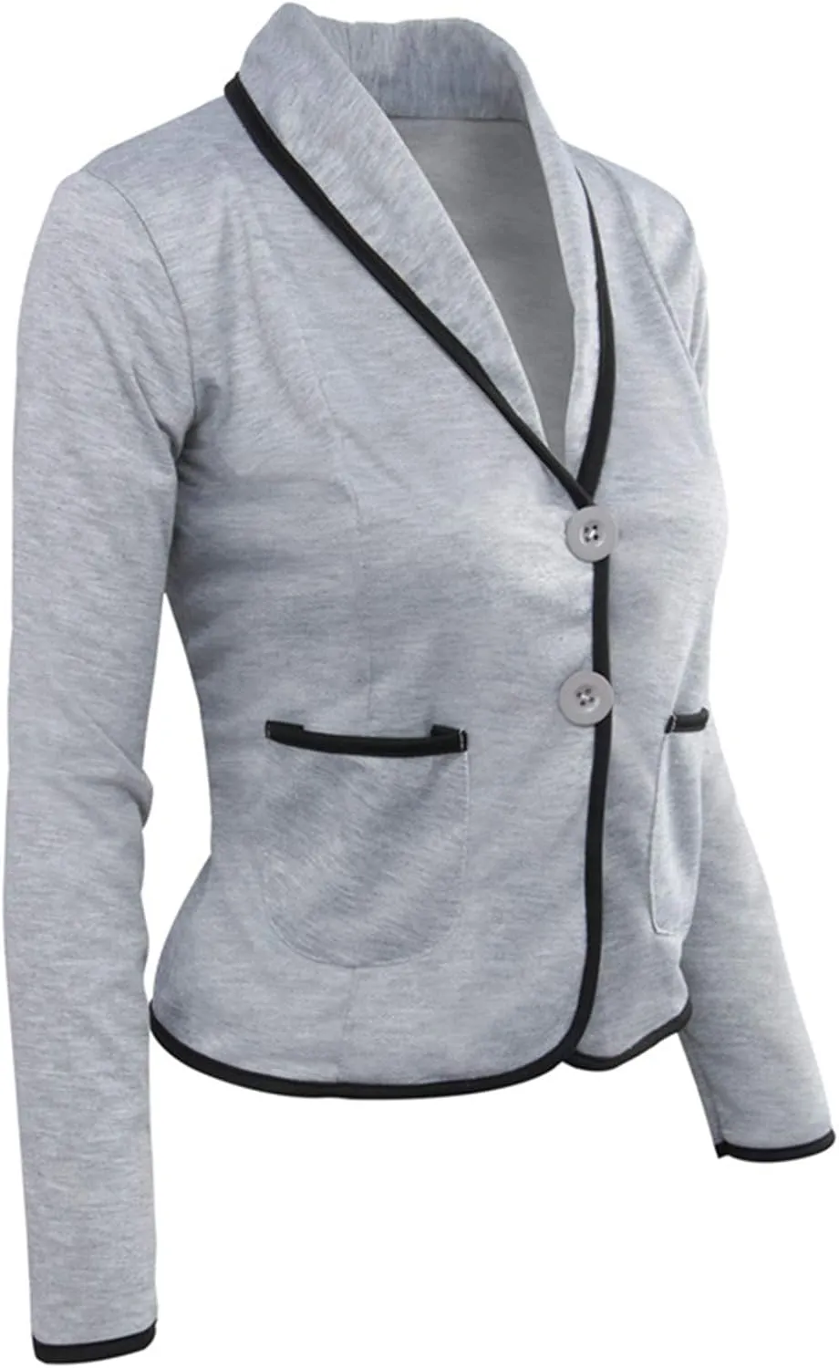 Andongnywell Women's Casual Work Solid Color Blazer wo Button Lapel Blazers Jacket Lightweight Sport Short Outwear