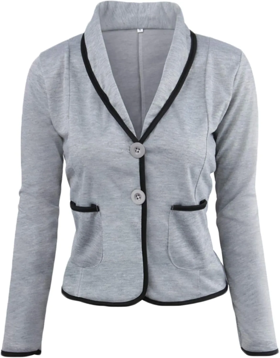 Andongnywell Women's Formal Two Button Slim Fitted Office Work Blazers Jackets Suits Overcoats Outwear (Light Gray,XX-Large)