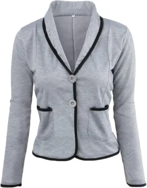 Andongnywell Women's Formal Two Button Slim Fitted Office Work Blazers Jackets Suits Overcoats Outwear (Light Gray,XX-Large)