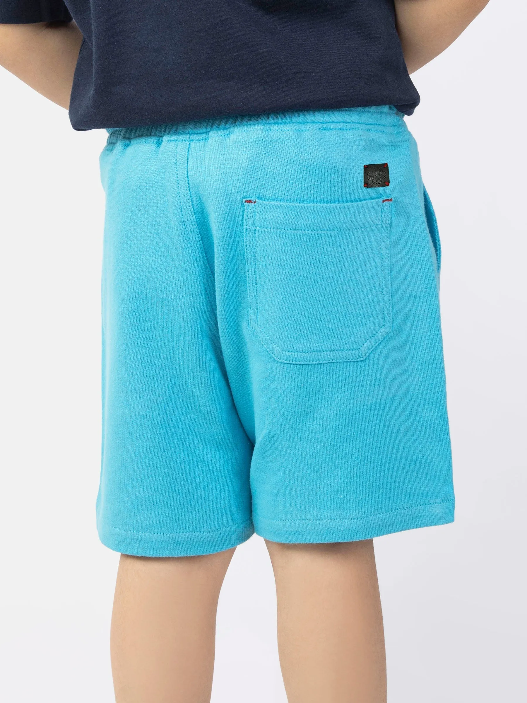 Aqua Blue Knitted Casual Shorts