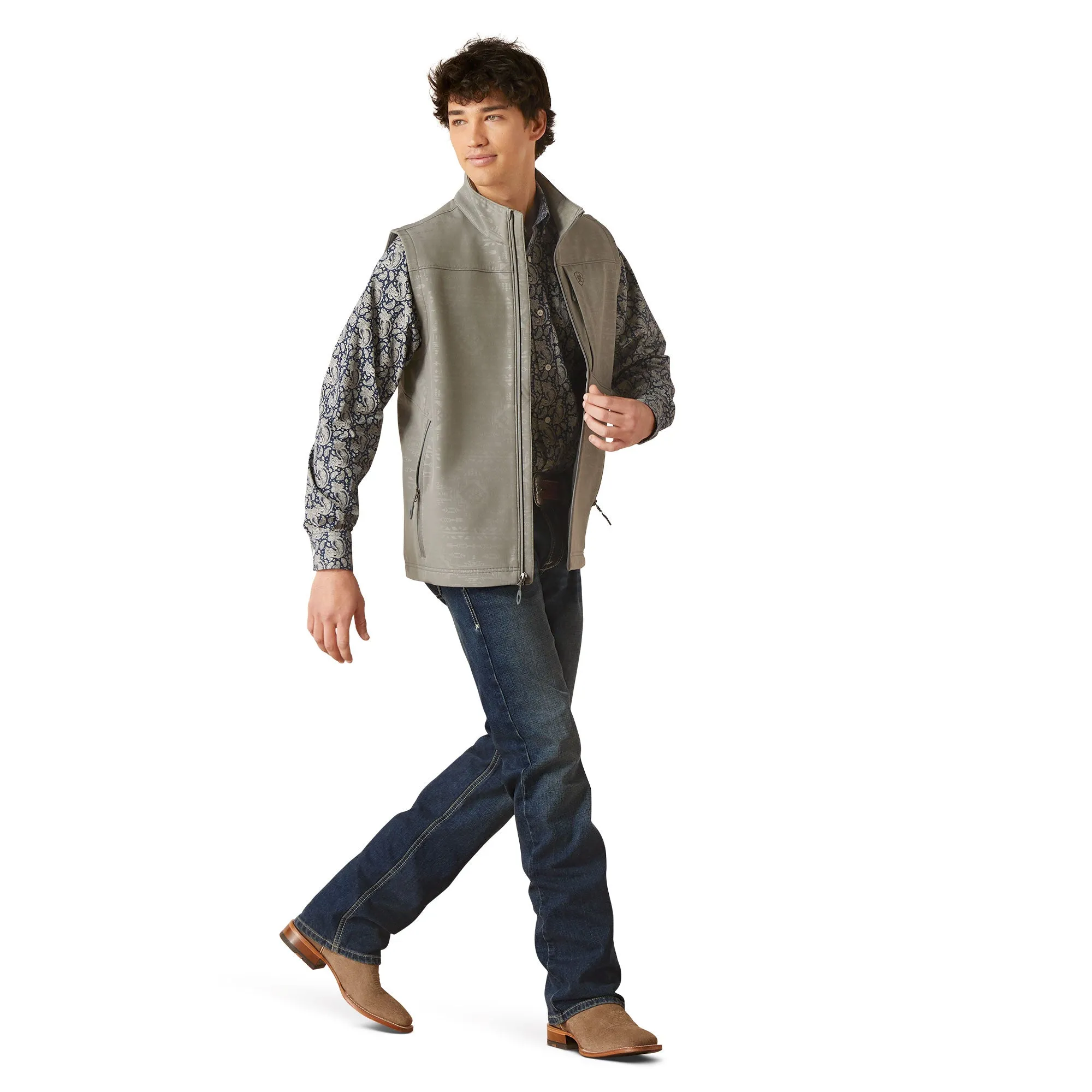 Ariat Men's Vernon 2.0 Jetty Grey Embossed Softshell Vest 10046791