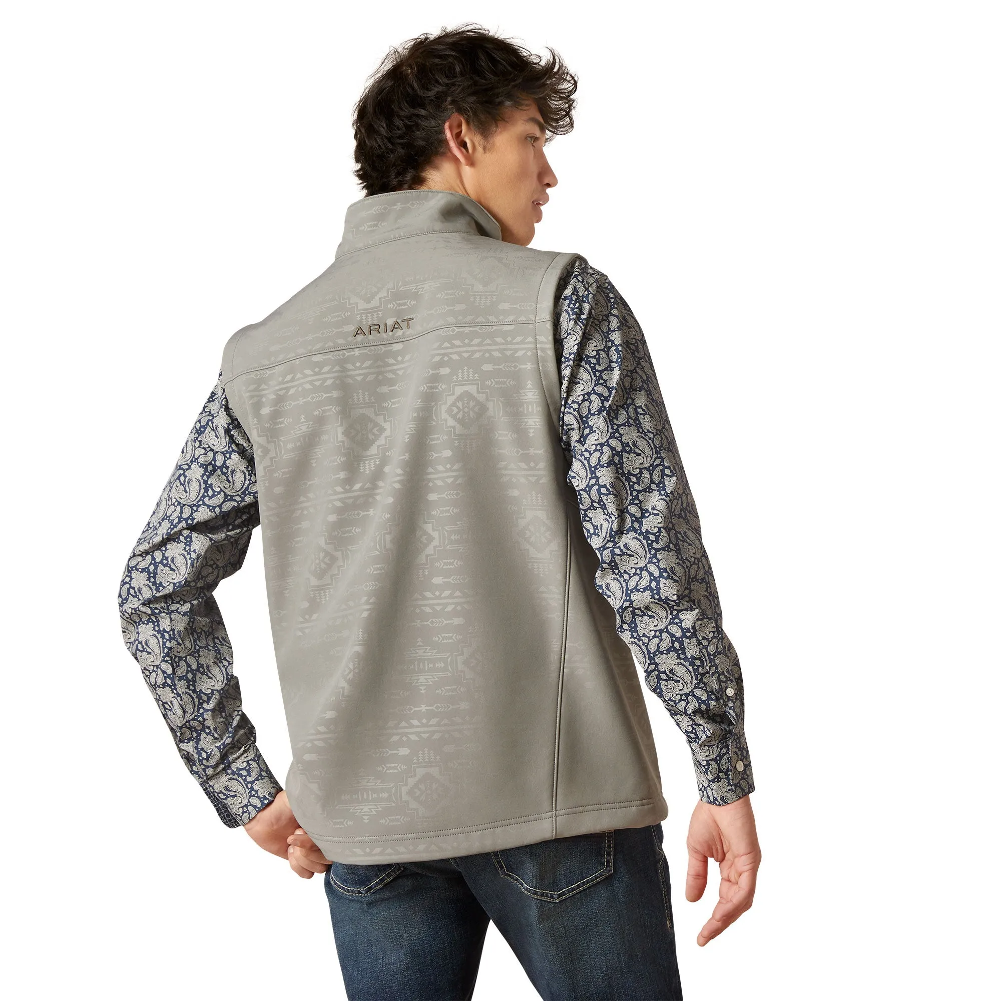 Ariat Men's Vernon 2.0 Jetty Grey Embossed Softshell Vest 10046791