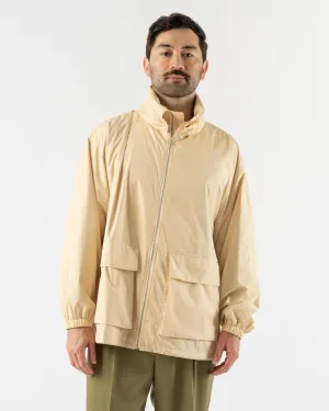 Auralee Hard Twist Polyester Satin Laminate Zip Blouson in Light Beige