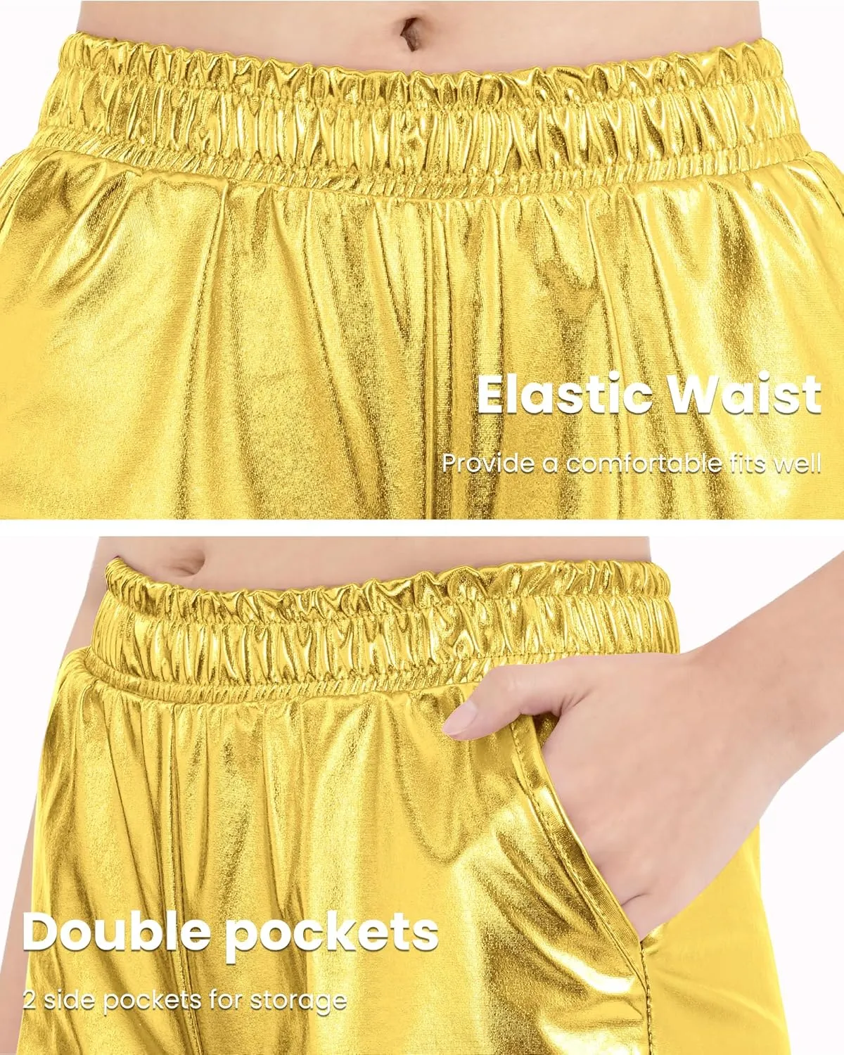 Auranso Girls Metallic Shorts Sparkly Hot Pants Shiny Dance Outfits Short Pants