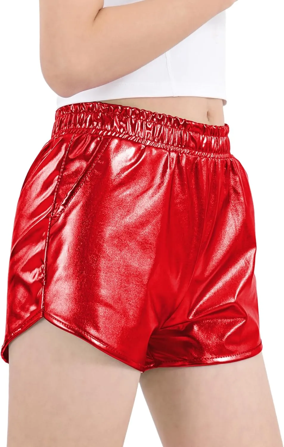 Auranso Girls Metallic Shorts Sparkly Hot Pants Shiny Dance Outfits Short Pants