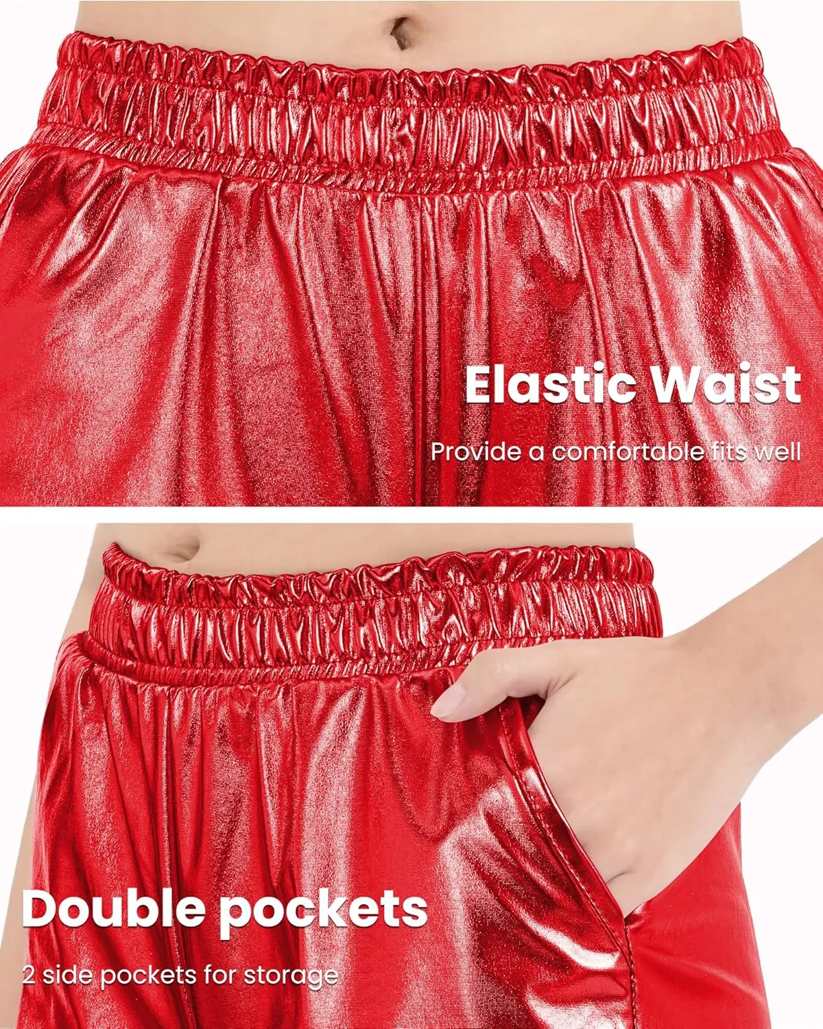 Auranso Girls Metallic Shorts Sparkly Hot Pants Shiny Dance Outfits Short Pants