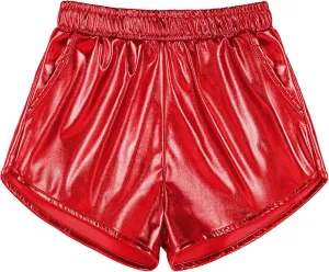 Auranso Girls Metallic Shorts Sparkly Hot Pants Shiny Dance Outfits Short Pants