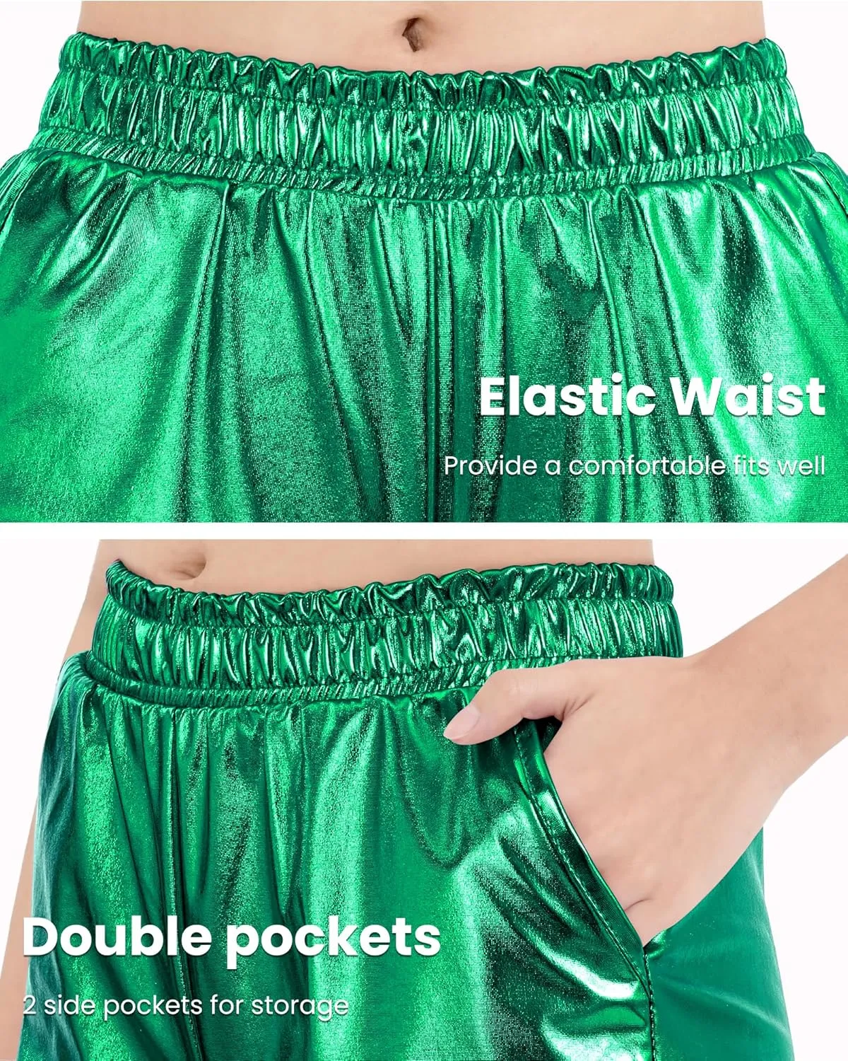 Auranso Girls Metallic Shorts Sparkly Hot Pants Shiny Dance Outfits Short Pants