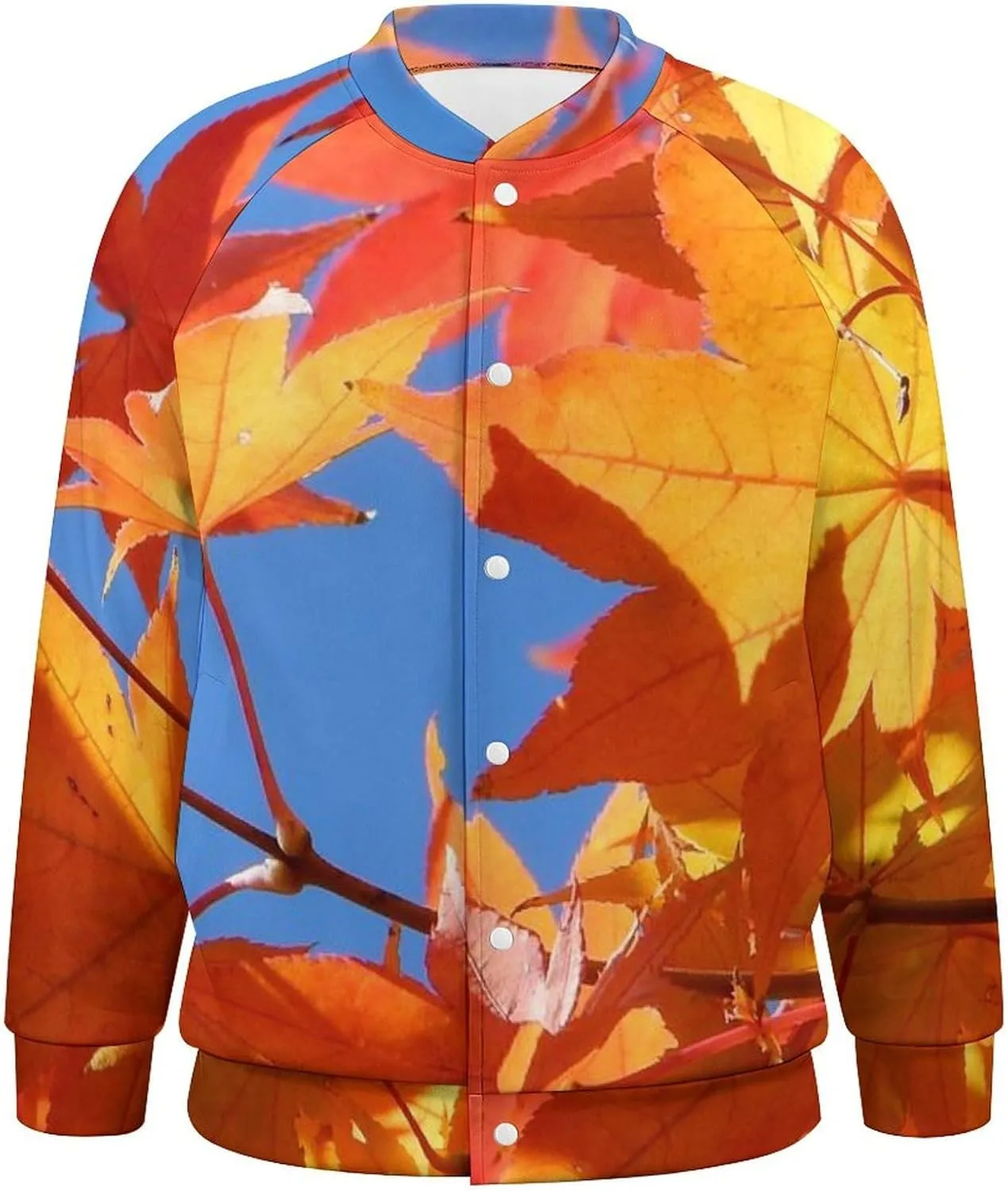Autumn Maple Leaves Lightweight Men's Baseball Jackets Relaxed Fit Varsity Bomber Jacket Windbreaker Coat