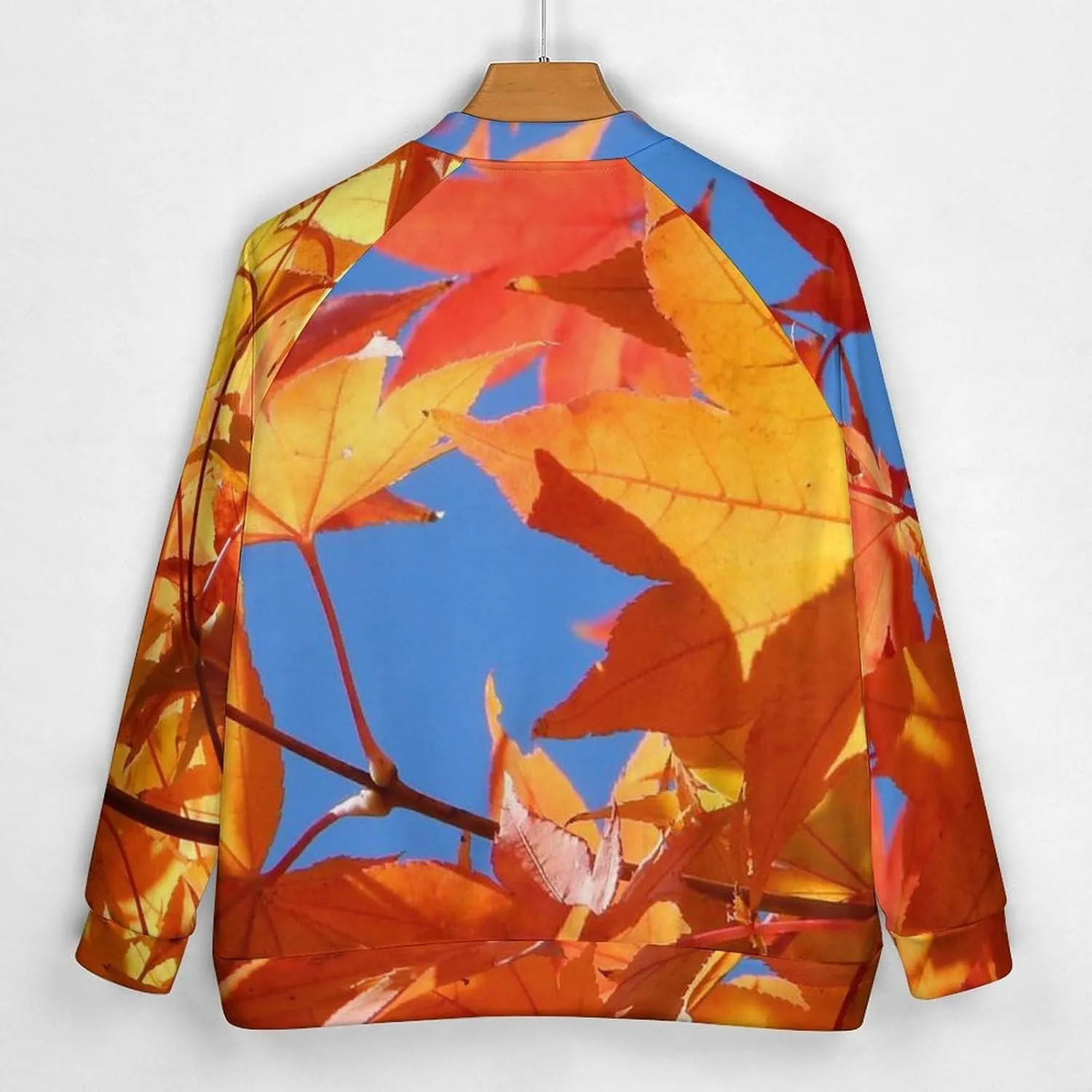 Autumn Maple Leaves Lightweight Men's Baseball Jackets Relaxed Fit Varsity Bomber Jacket Windbreaker Coat