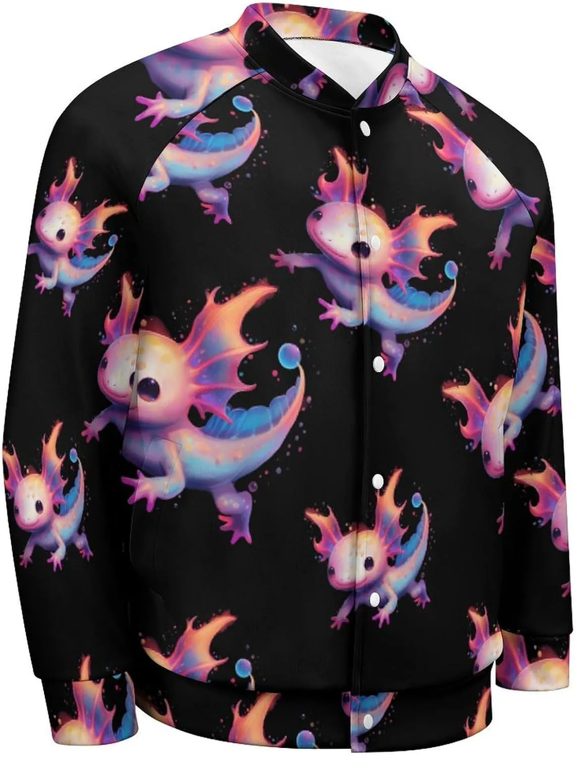 Axolotl Angels Lightweight Men's Baseball Jackets Relaxed Fit Varsity Bomber Jacket Windbreaker Coat