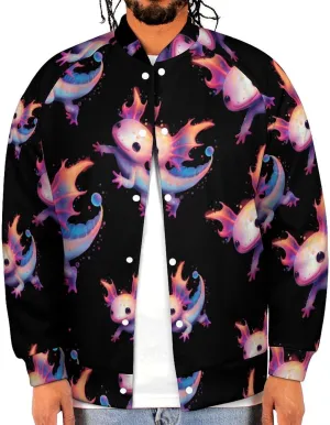 Axolotl Angels Lightweight Men's Baseball Jackets Relaxed Fit Varsity Bomber Jacket Windbreaker Coat