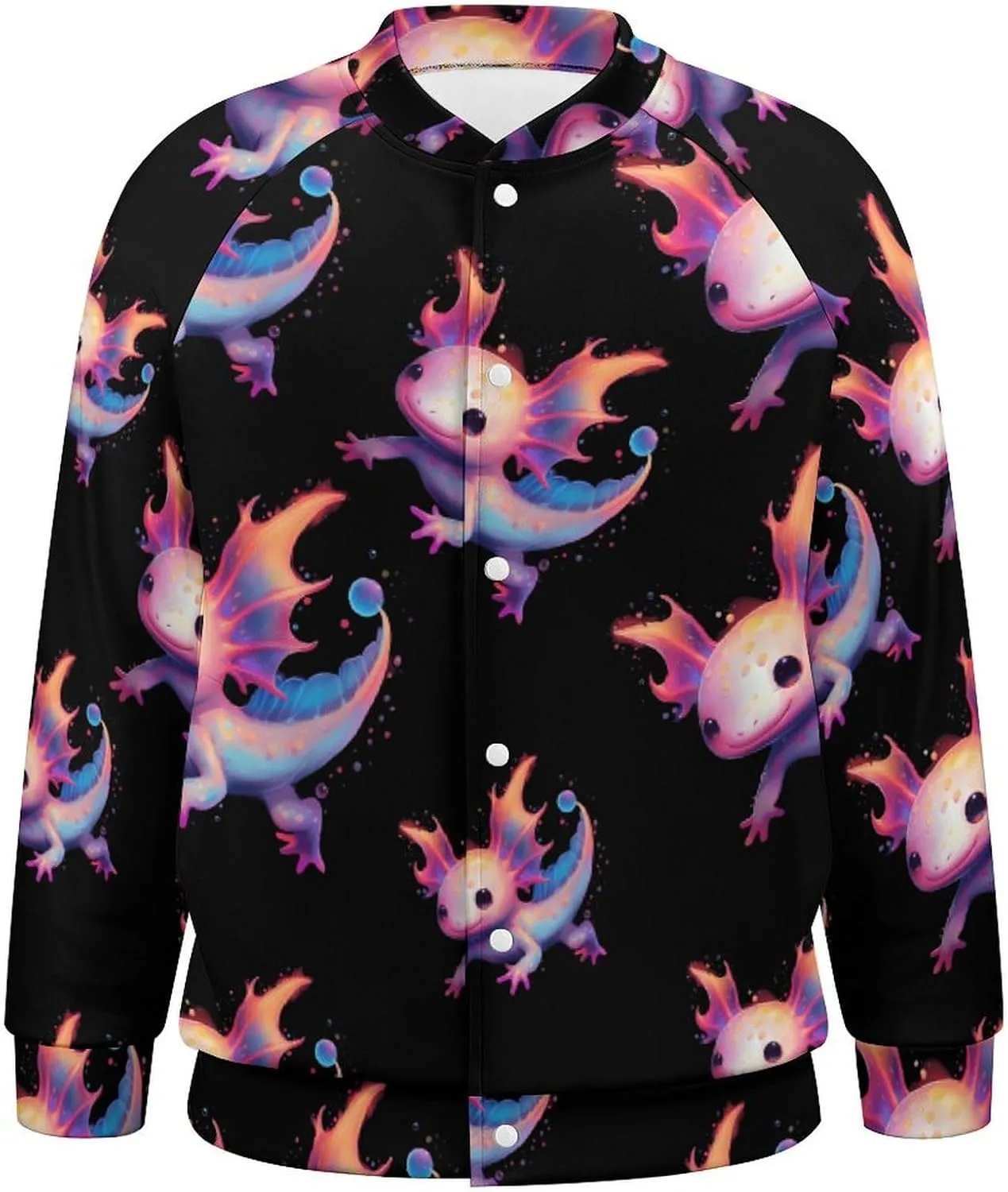 Axolotl Angels Lightweight Men's Baseball Jackets Relaxed Fit Varsity Bomber Jacket Windbreaker Coat
