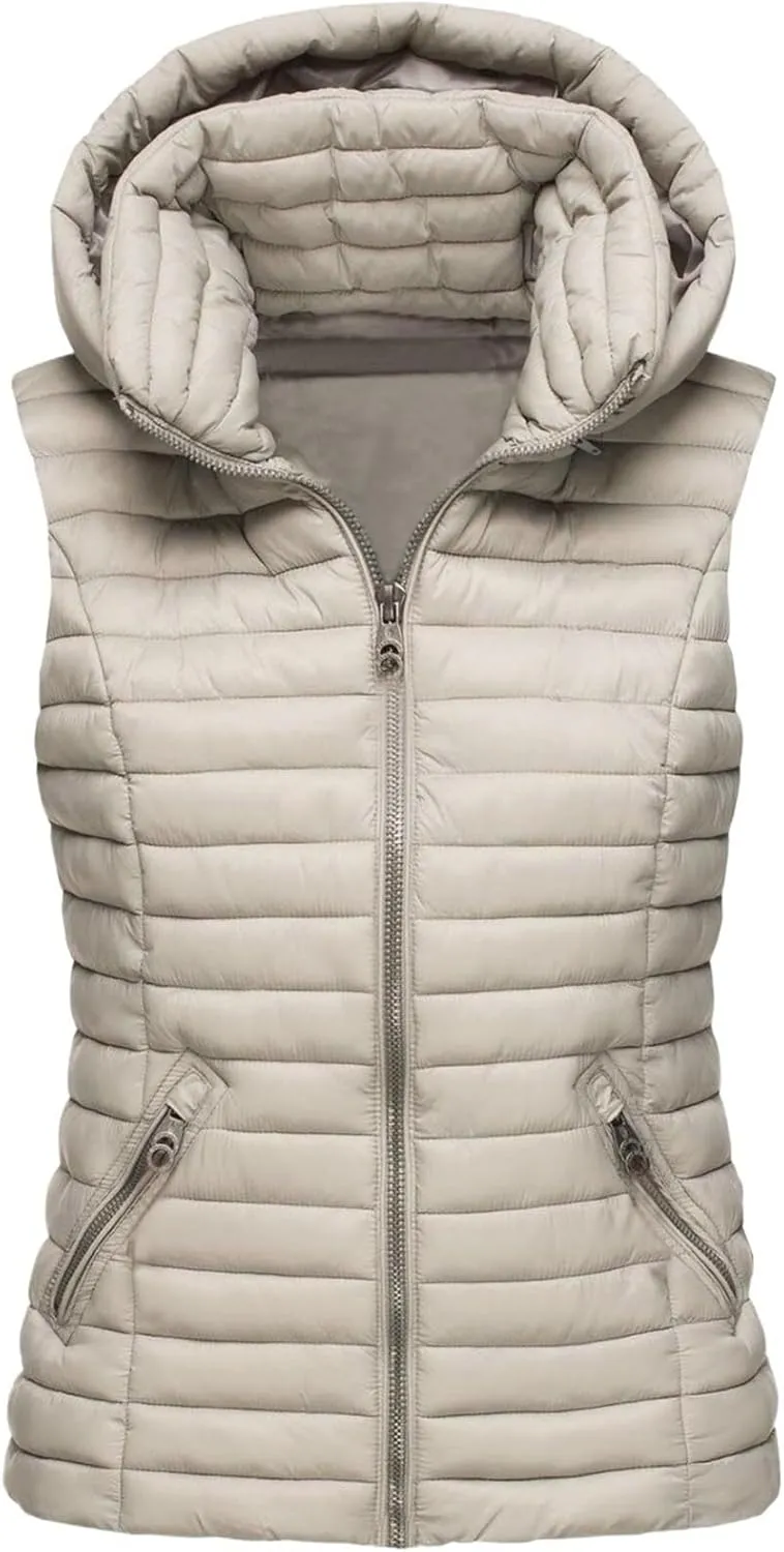 AYGJKIE Women's Warm Quilted Down Jacket Short Winter Jacket Sleeveless Jacket Microfleece Elegant Sleeveless Down Jacket