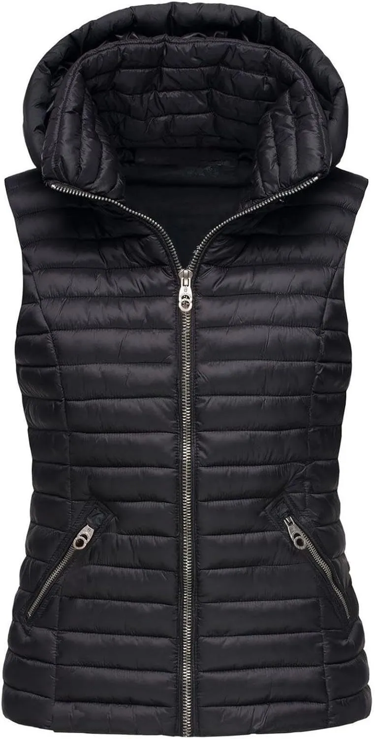 AYGJKIE Women's Warm Quilted Down Jacket Short Winter Jacket Sleeveless Jacket Microfleece Elegant Sleeveless Down Jacket