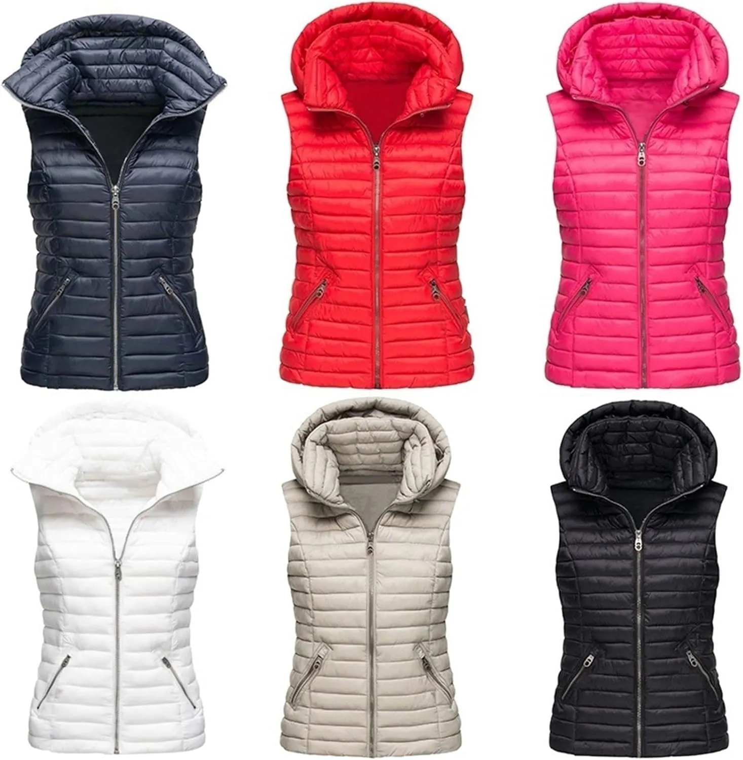 AYGJKIE Women's Warm Quilted Down Jacket Short Winter Jacket Sleeveless Jacket Microfleece Elegant Sleeveless Down Jacket