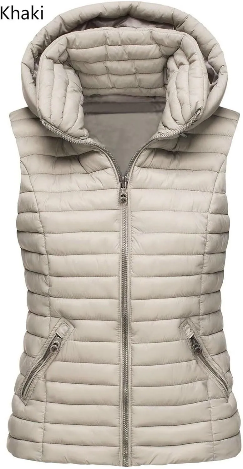 AYGJKIE Women's Warm Quilted Down Jacket Short Winter Jacket Sleeveless Jacket Microfleece Elegant Sleeveless Down Jacket