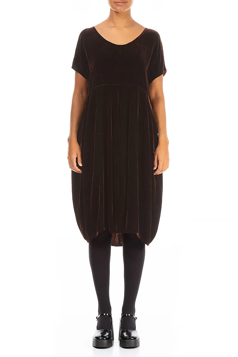 Balloon Cinnamon Silk Velvet Dress