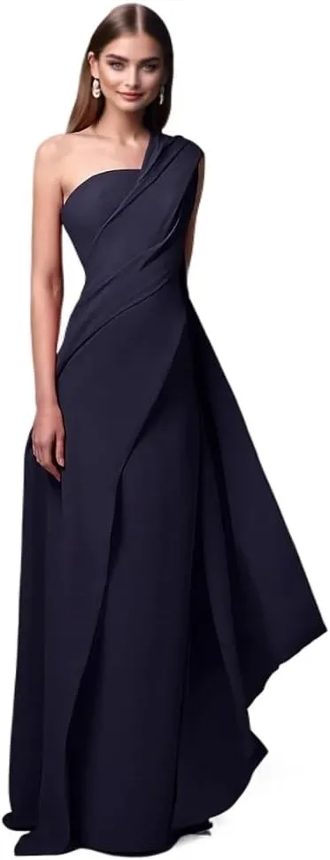 Beach Wedding Sheath Evening Gown Elegant Dress Formal Sleeveless One Shoulder Stretch Chiffon Masquerade Dress 2025