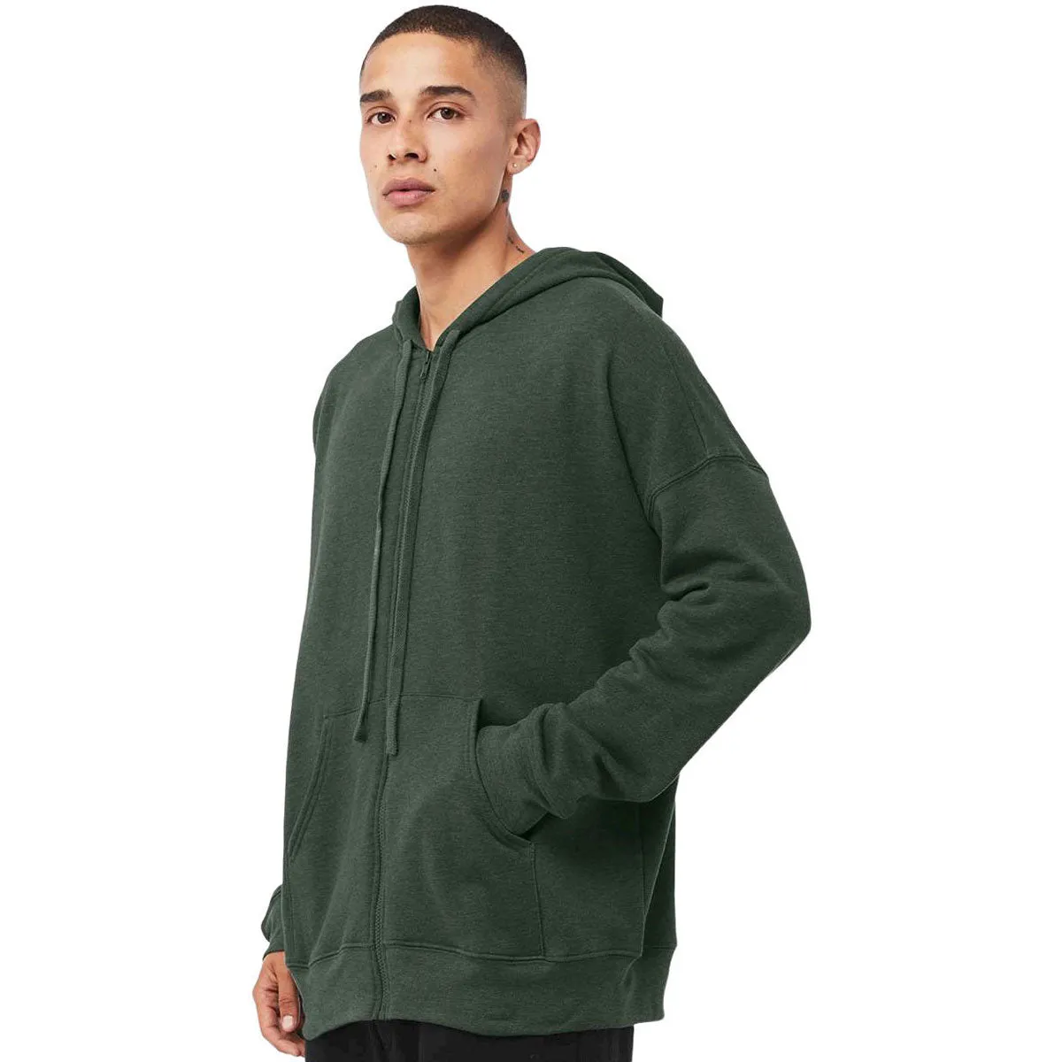 Bella   Canvas Unisex Heather Forest Sponce Sleeve DTM Full Zip Hoodie