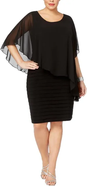 Betsy & Adam womens Chiffon Capelet Sheath Dress
