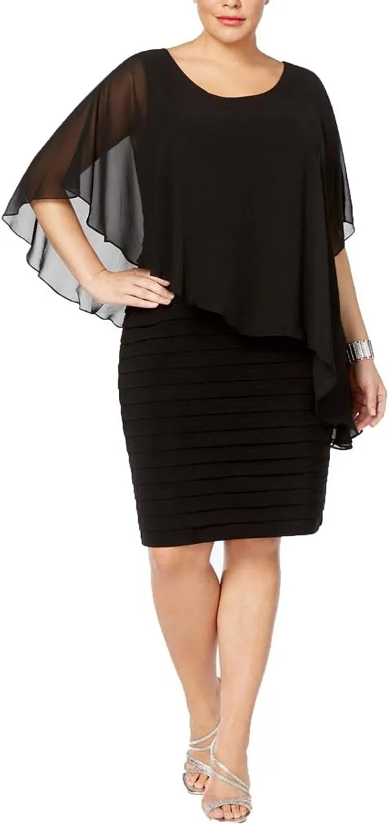 Betsy & Adam womens Chiffon Capelet Sheath Dress