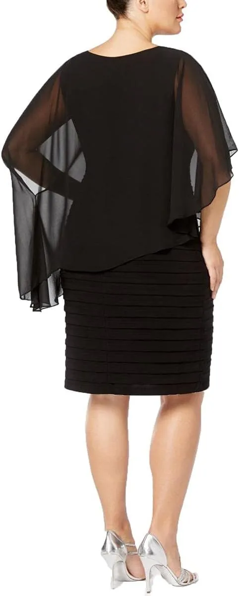 Betsy & Adam womens Chiffon Capelet Sheath Dress