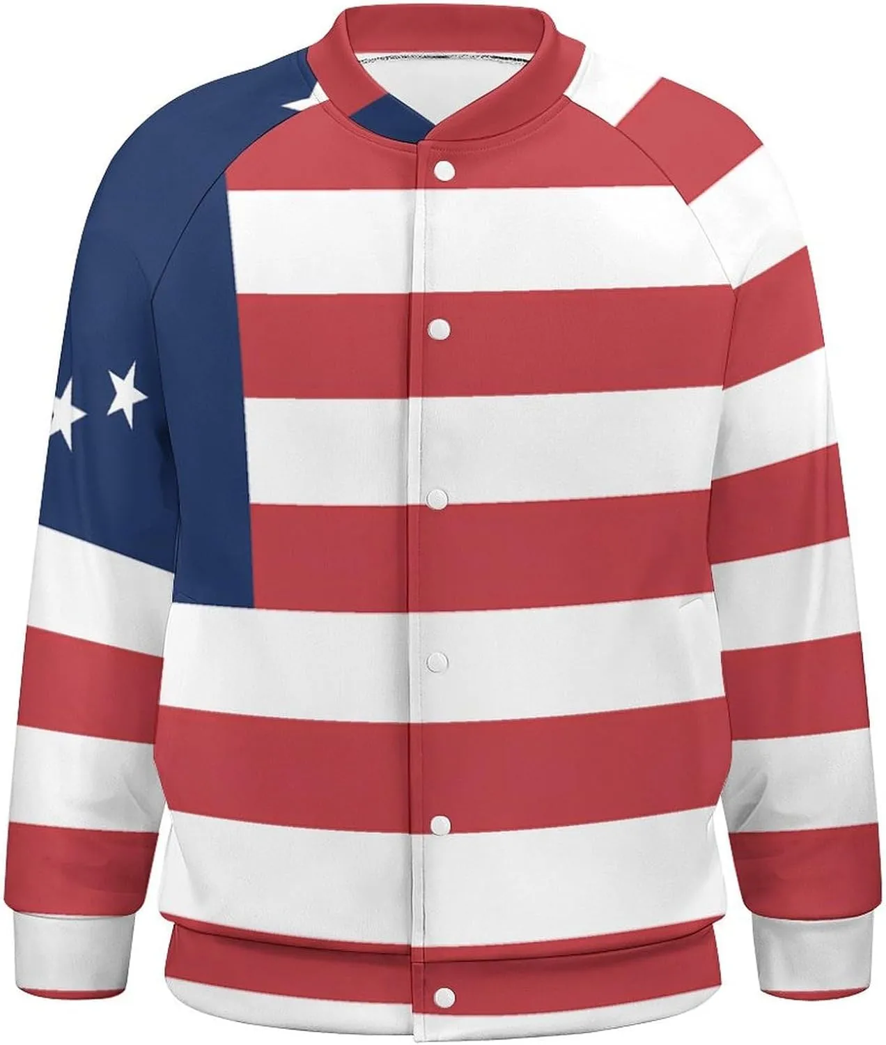 Betsy Ross Flag U.S.A Lightweight Men's Baseball Jackets Relaxed Fit Varsity Bomber Jacket Windbreaker Coat