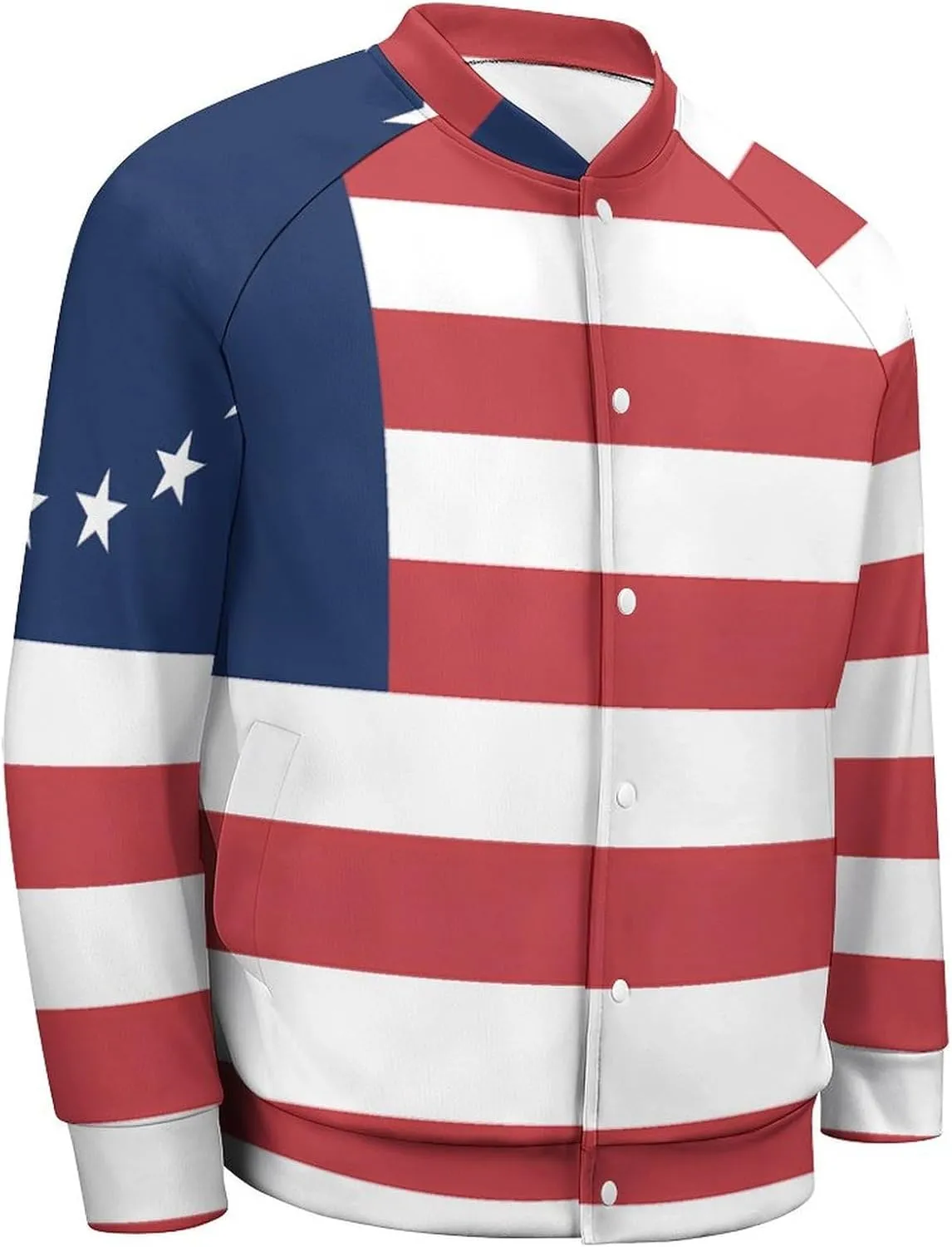 Betsy Ross Flag U.S.A Lightweight Men's Baseball Jackets Relaxed Fit Varsity Bomber Jacket Windbreaker Coat