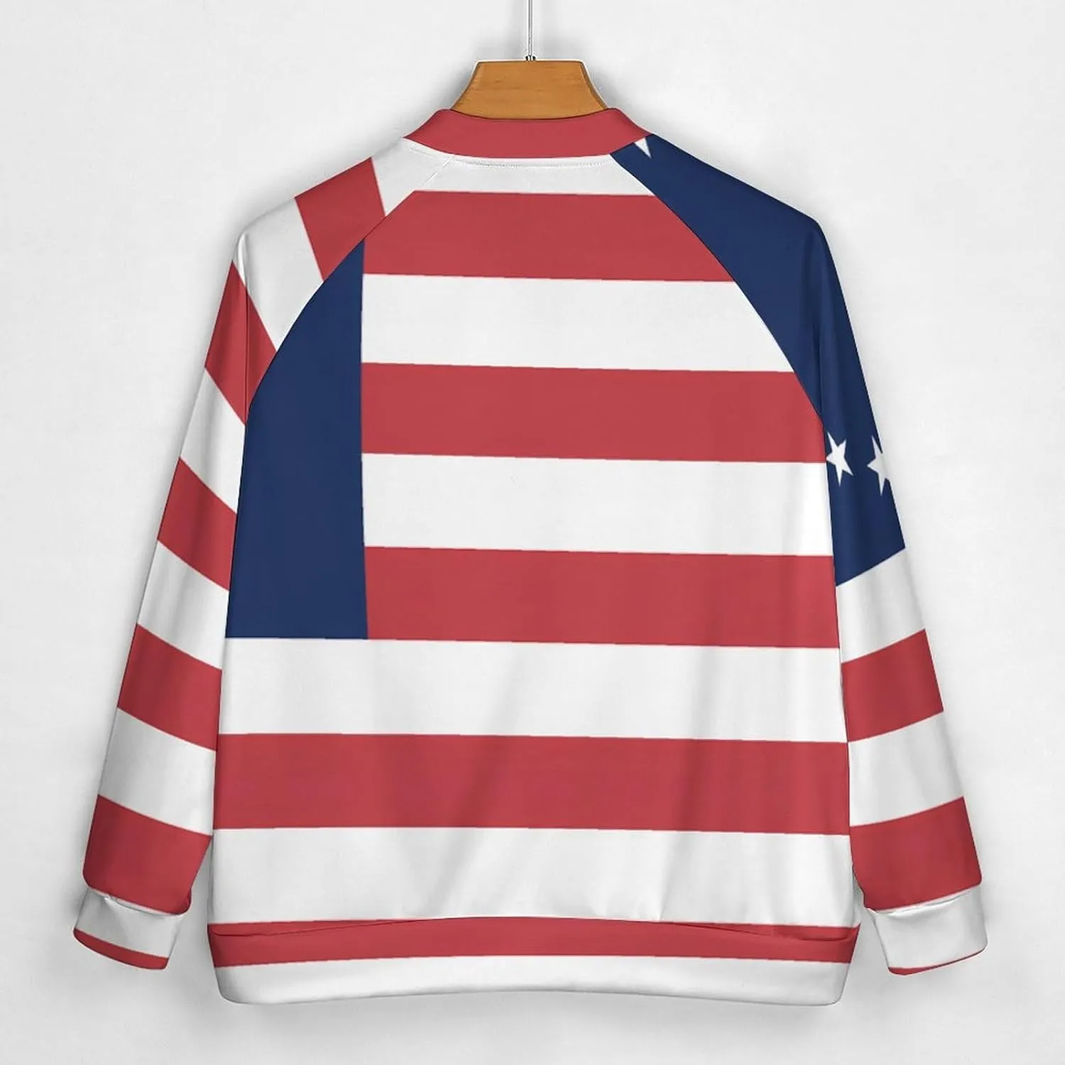 Betsy Ross Flag U.S.A Lightweight Men's Baseball Jackets Relaxed Fit Varsity Bomber Jacket Windbreaker Coat