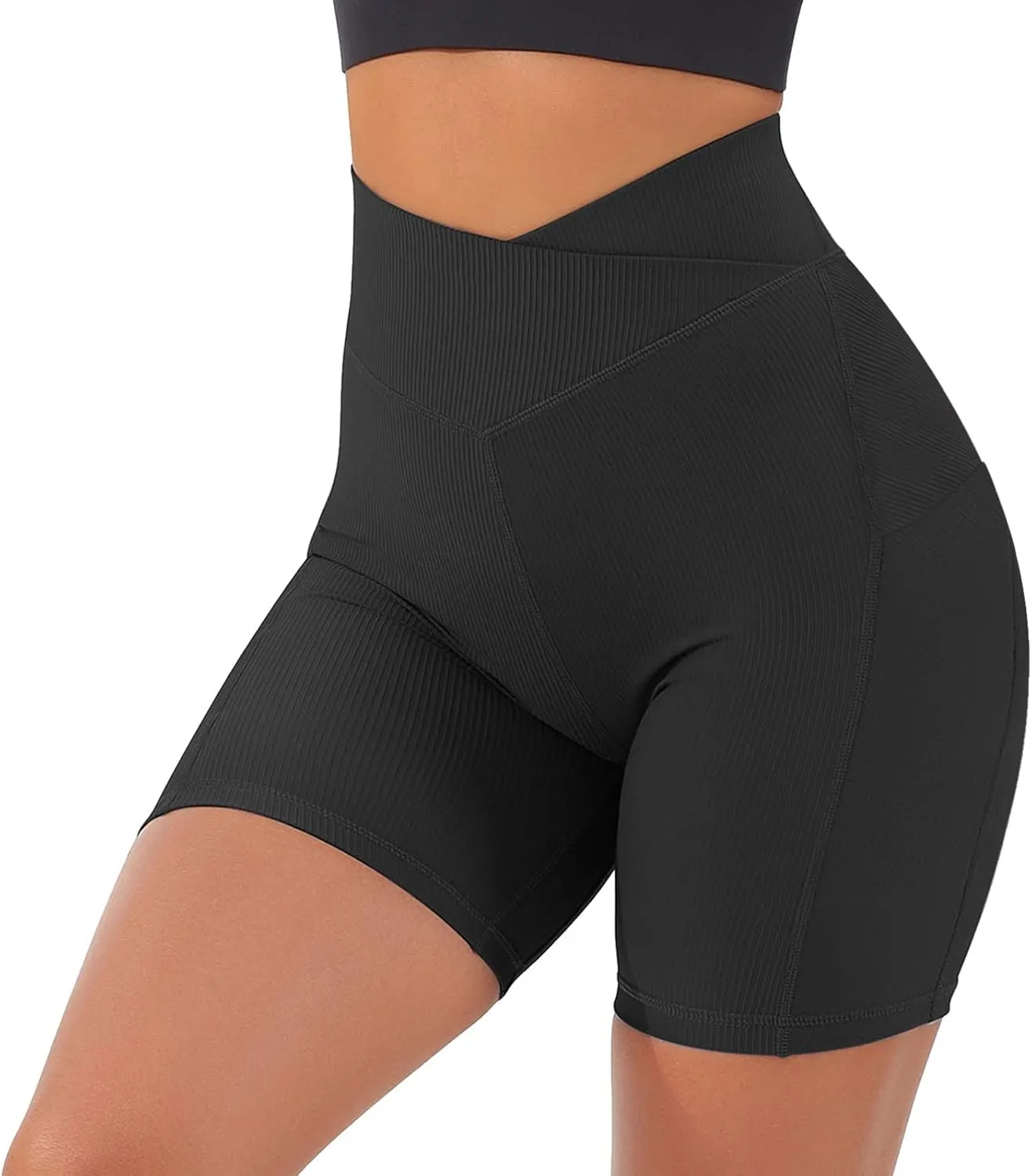 Bicycle Shorts for Women High Waist Tummy Control Butt Lifting Short Leggings Athletic Gym Yoga Pants with Pockets