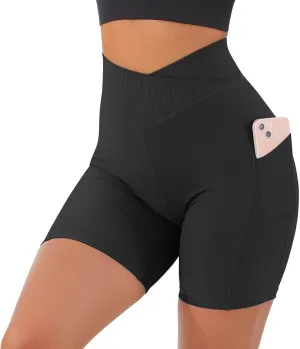 Bicycle Shorts for Women High Waist Tummy Control Butt Lifting Short Leggings Athletic Gym Yoga Pants with Pockets