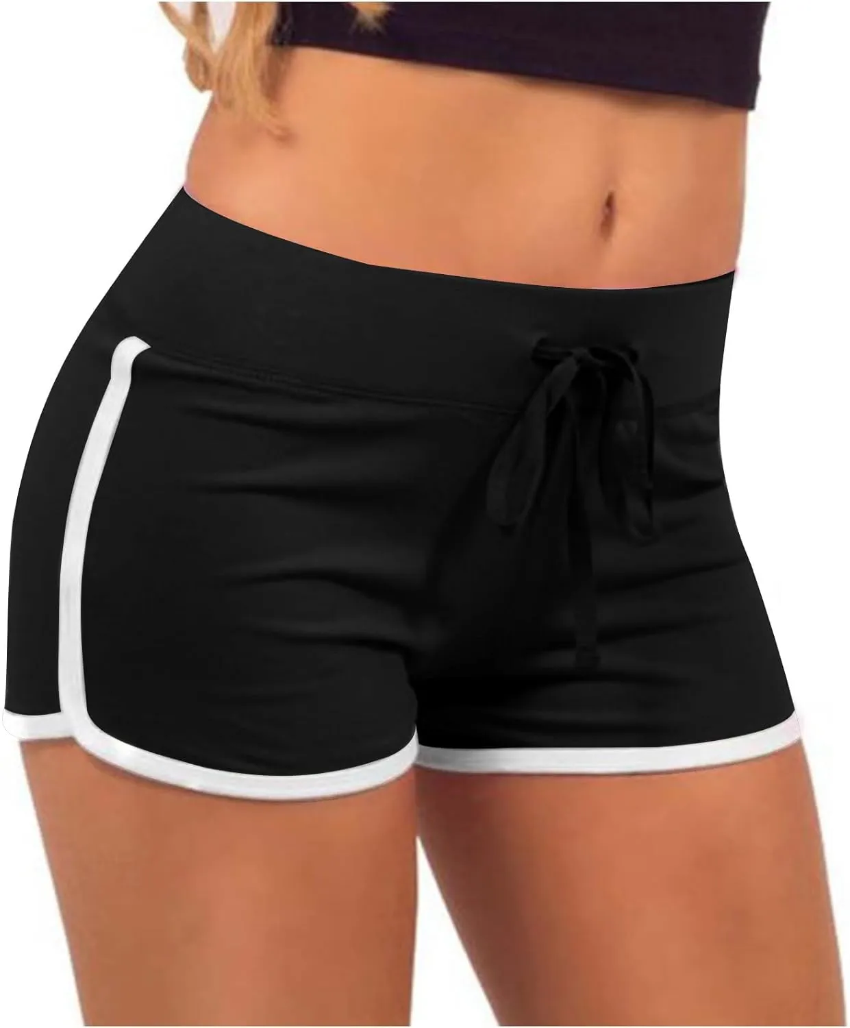 Biker Shorts Women Elastic Waist Athletic Shorts Drawstring Workout Shorts High Waisted Running Shorts Gym Shorts