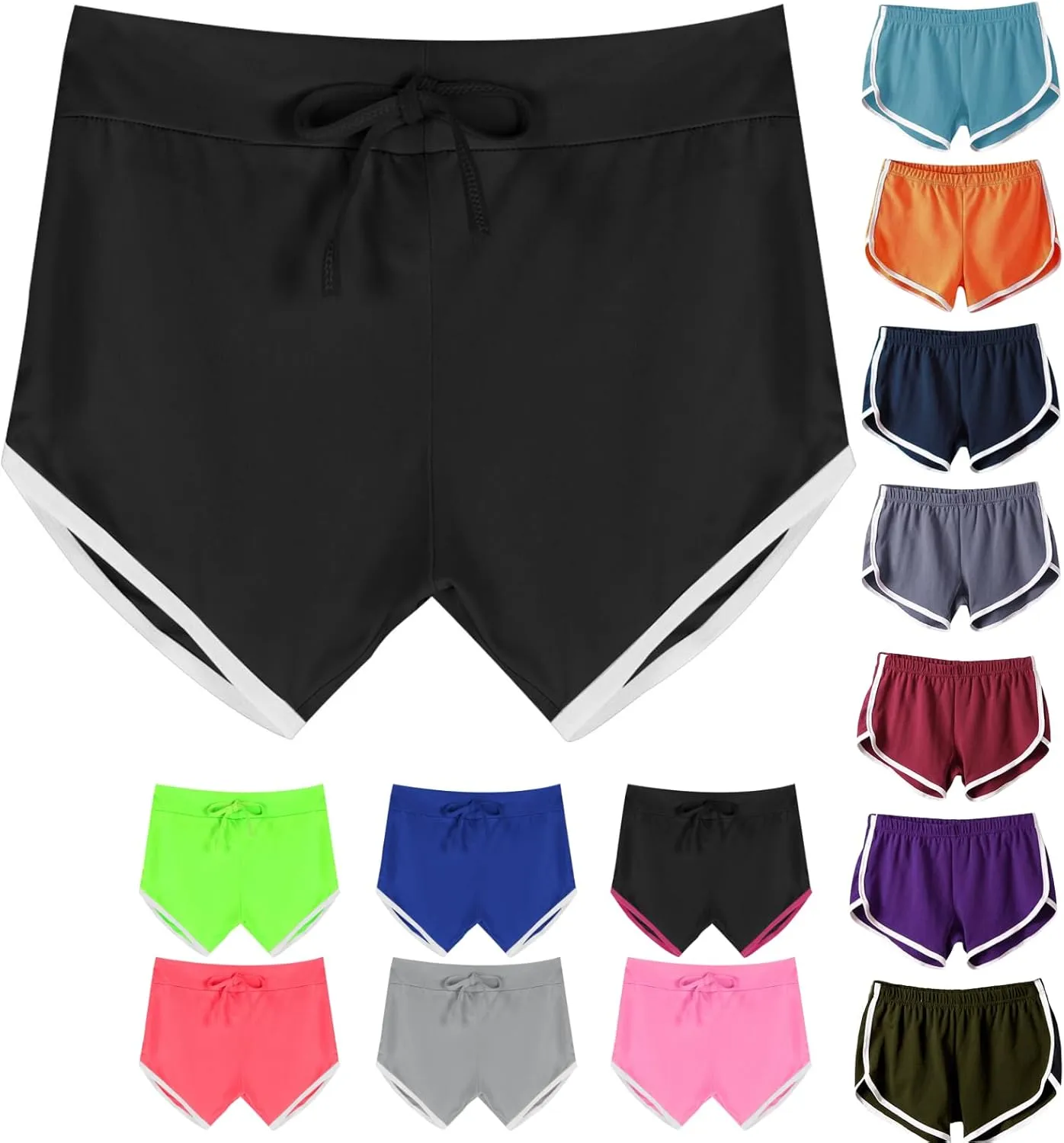 Biker Shorts Women Elastic Waist Athletic Shorts Drawstring Workout Shorts High Waisted Running Shorts Gym Shorts