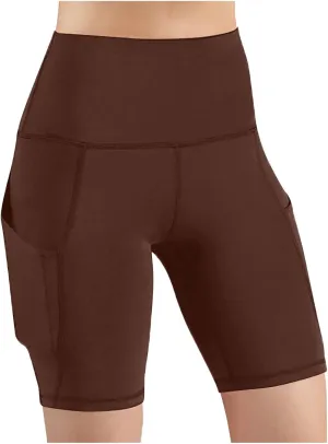 Biker Shorts Women with Pockets Tummy Control Workout Yoga Shorts High Waisted Plus Size Athletic Shorts Gym Leggings