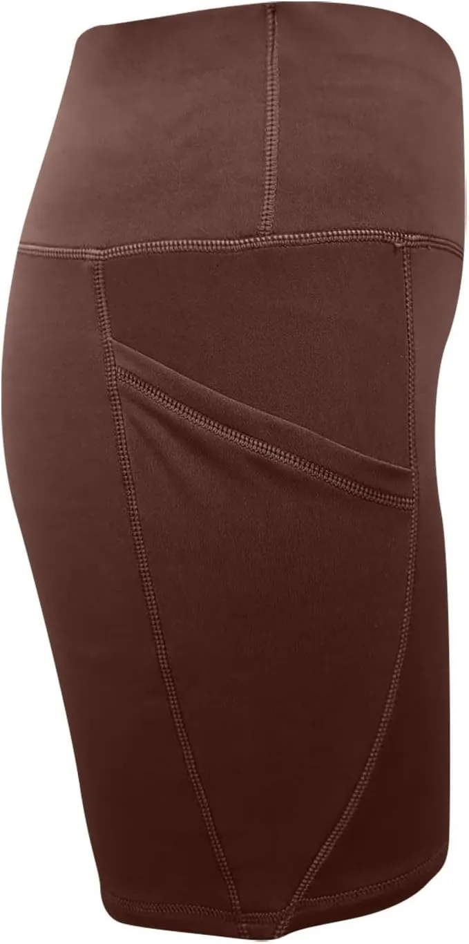 Biker Shorts Women with Pockets Tummy Control Workout Yoga Shorts High Waisted Plus Size Athletic Shorts Gym Leggings