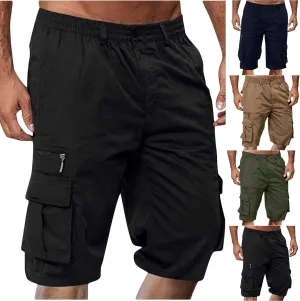Binmer Summer Casual Cargo Shorts Mens 2024 Lightweight Multi Pocket Workout Athletic Shorts Elestic Waisted Beach Shorts
