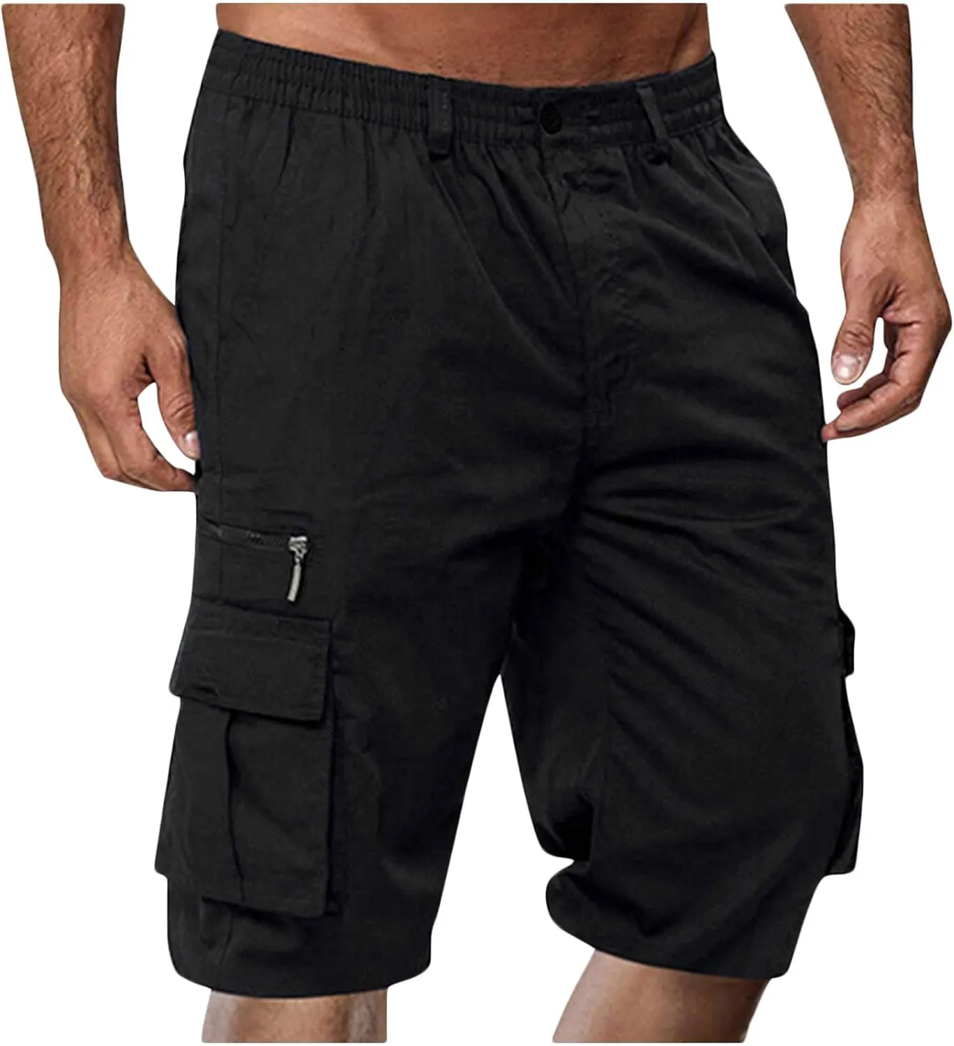 Binmer Summer Casual Cargo Shorts Mens 2024 Lightweight Multi Pocket Workout Athletic Shorts Elestic Waisted Beach Shorts