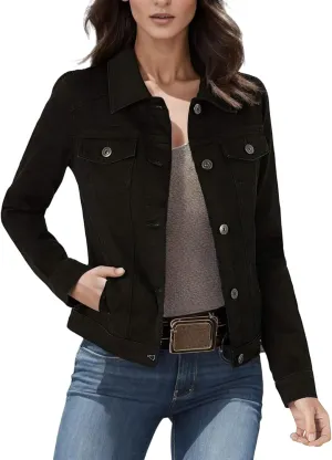 Black Denim Jacket For Women Women's Denim Jacket New Slim Fit Jacket Woman Jacket