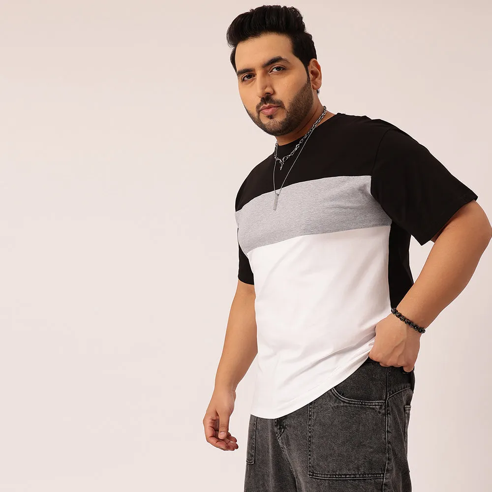Black Grey White Color Block T-shirt