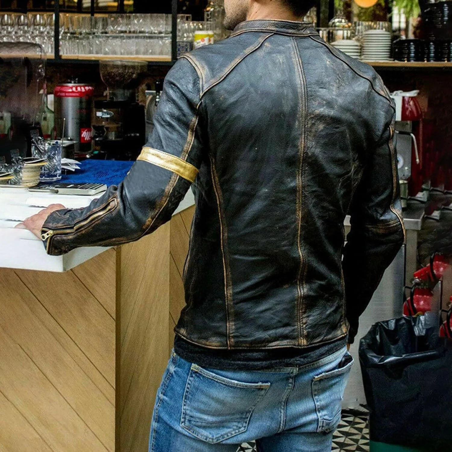 Black Leather Jacket Men Solid Color Zip PU Leather Jacket Short Lapel Motorcycle Leather Jacket Leather Jacket