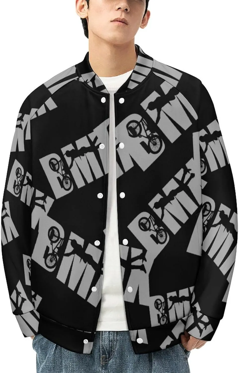 BMX Racing Bike Cycling Lightweight Men's Baseball Jackets Relaxed Fit Varsity Bomber Jacket Windbreaker Coat