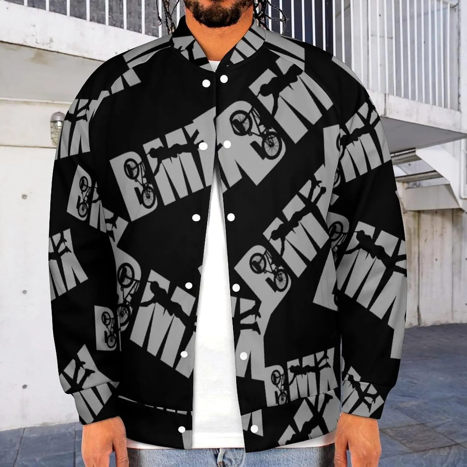 BMX Racing Bike Cycling Lightweight Men's Baseball Jackets Relaxed Fit Varsity Bomber Jacket Windbreaker Coat