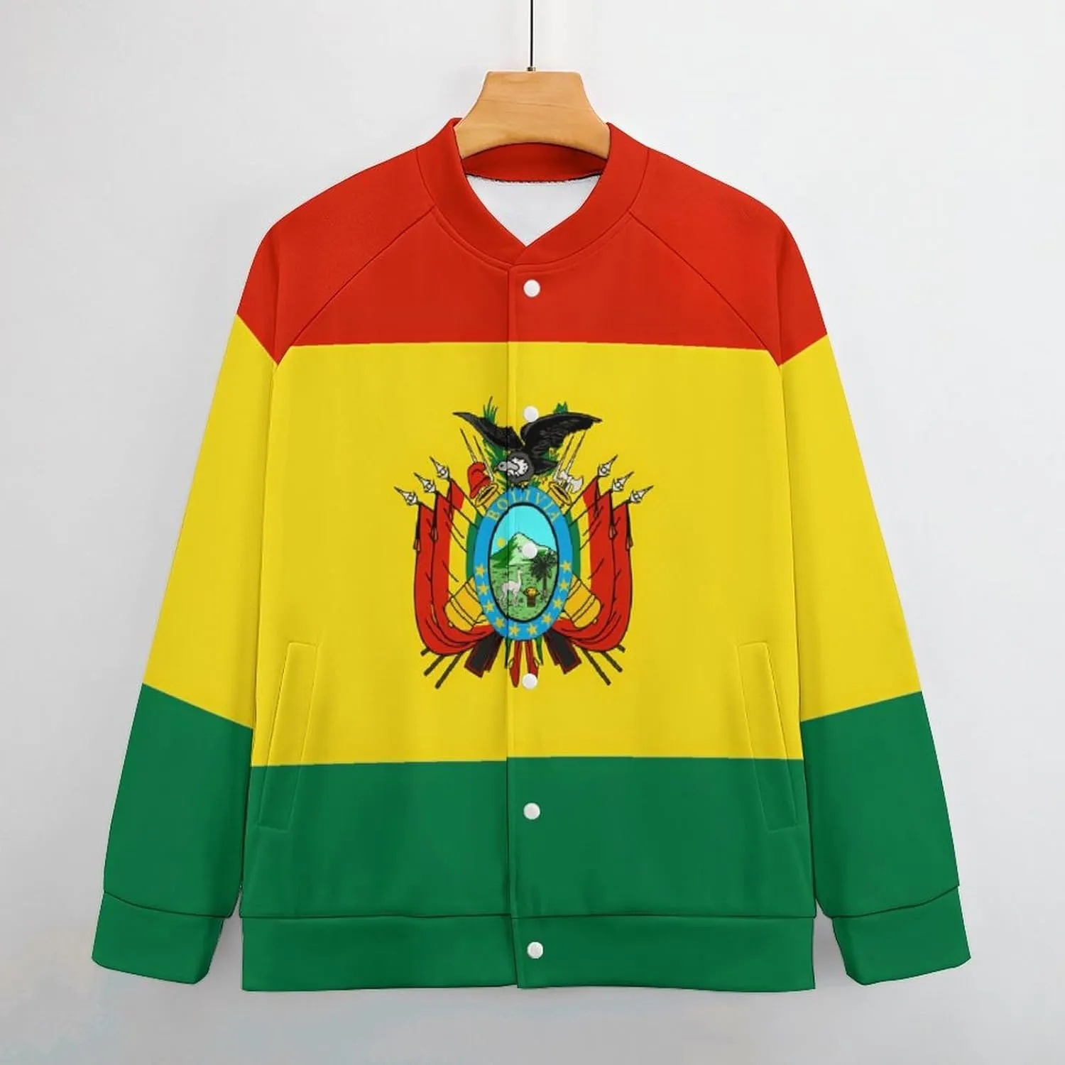Bolivia Flag Lightweight Men's Baseball Jackets Relaxed Fit Varsity Bomber Jacket Windbreaker Coat