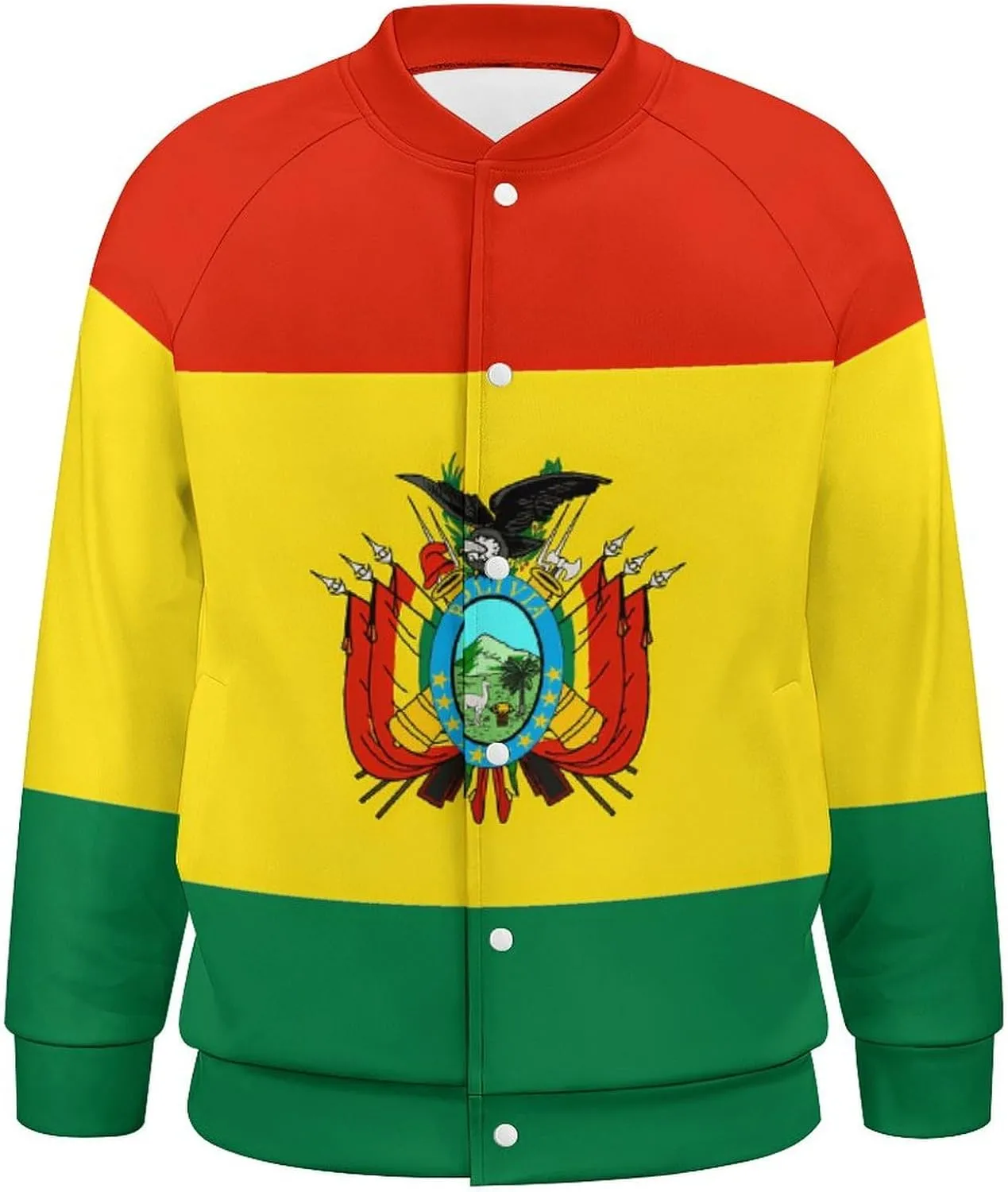 Bolivia Flag Lightweight Men's Baseball Jackets Relaxed Fit Varsity Bomber Jacket Windbreaker Coat