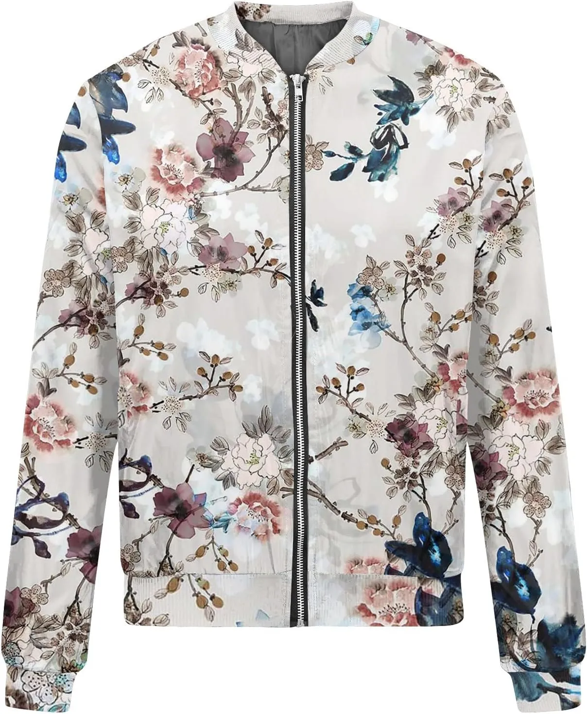 Bomber Jacket Women 2024 Trendy Full Zip Up Coat Long Sleeve Outwear Lightweight Windbreaker Outerwear Fall Jackets
